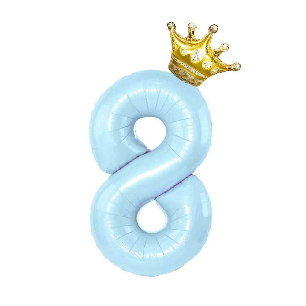 Pastel Foil Number Balloon with Crown - Image 11