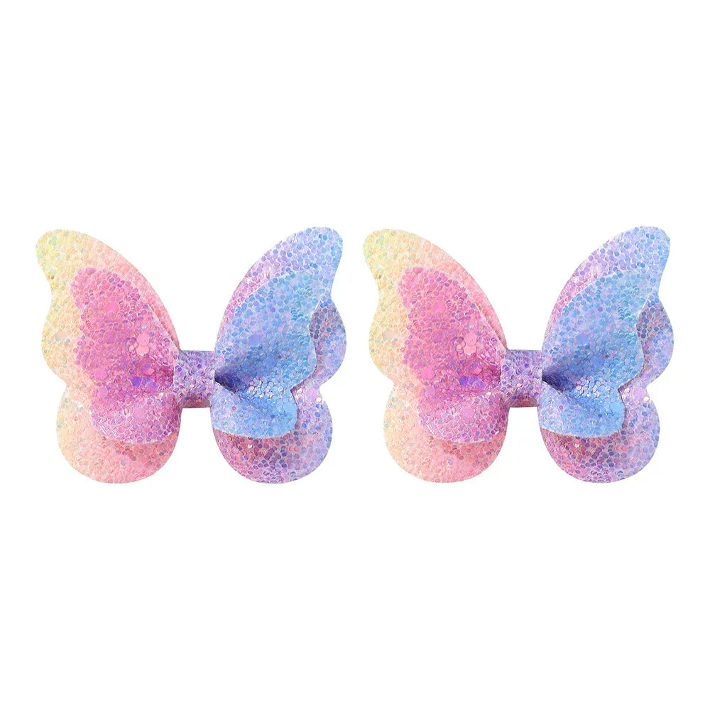 Girls Cute Sequins Double Butterfly Hair Clips - Image 7