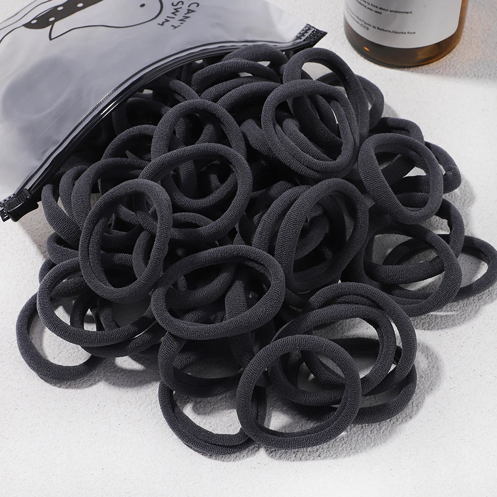 Girls Solid Color Elastic Hair Bands – Korean Style Accessories - Image 30