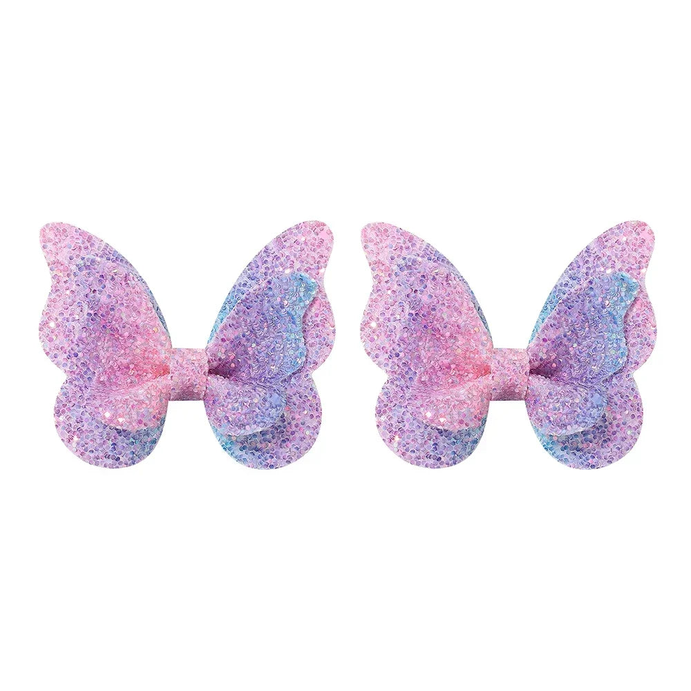 Girls Cute Sequins Double Butterfly Hair Clips - Image 19