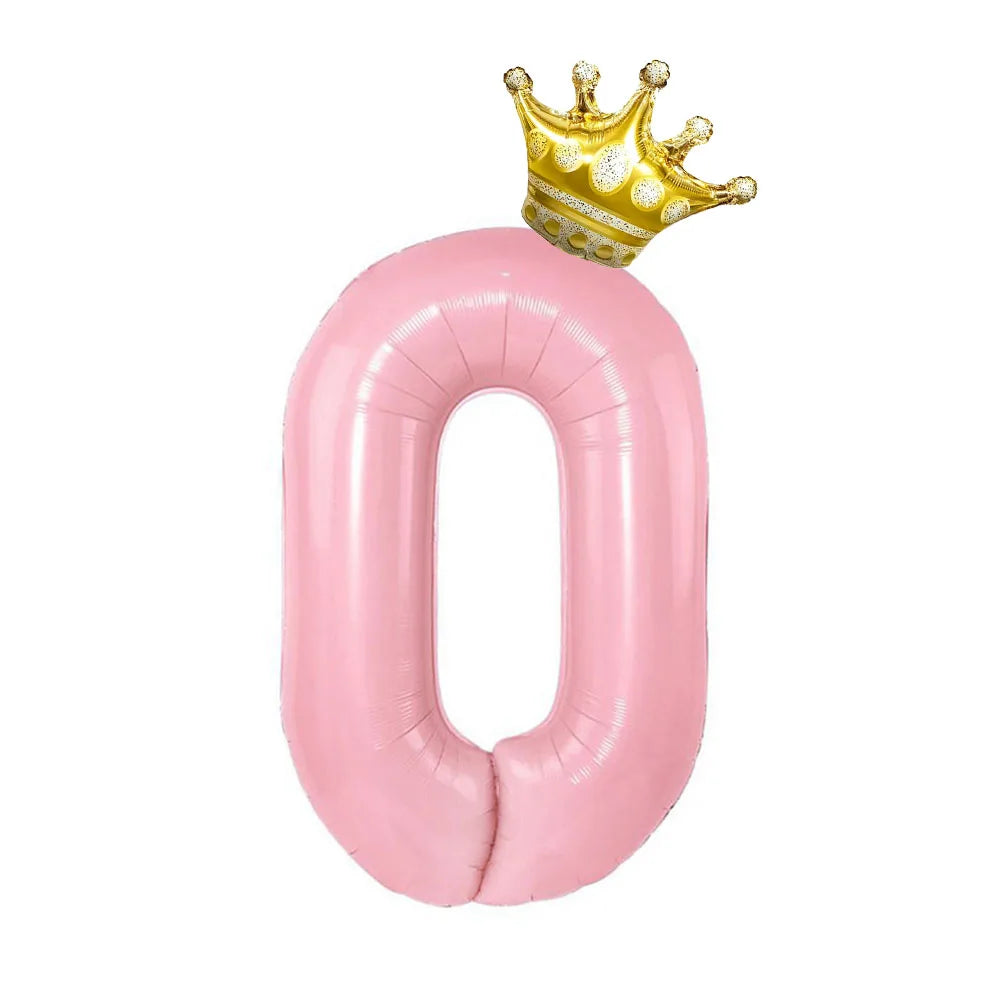 Pastel Foil Number Balloon with Crown - Image 6