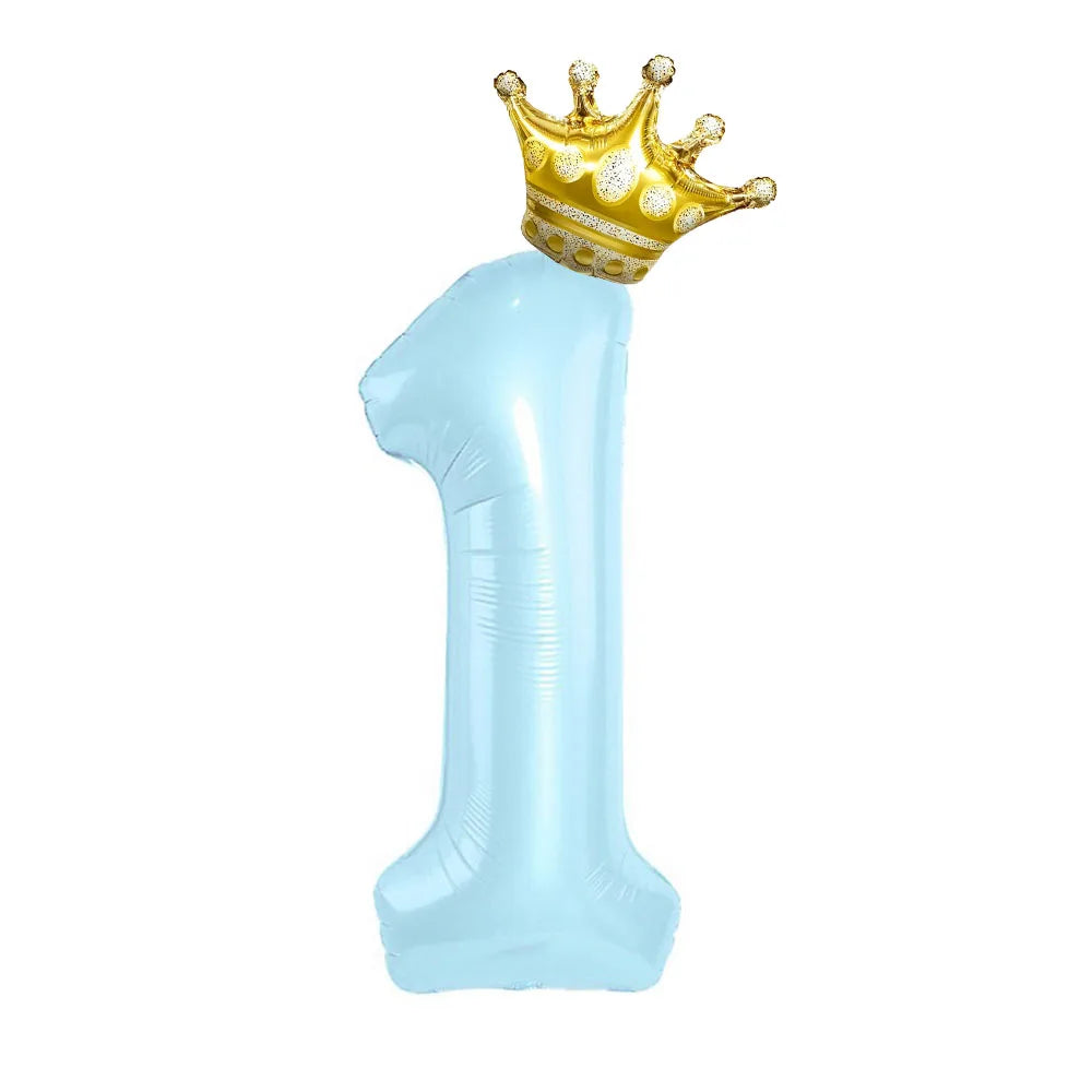 Pastel Foil Number Balloon with Crown - Image 21