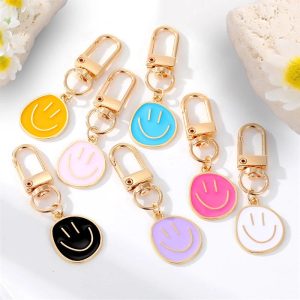 Lovely Smile Face Keychain – Enamel Metal Key Ring Accessories