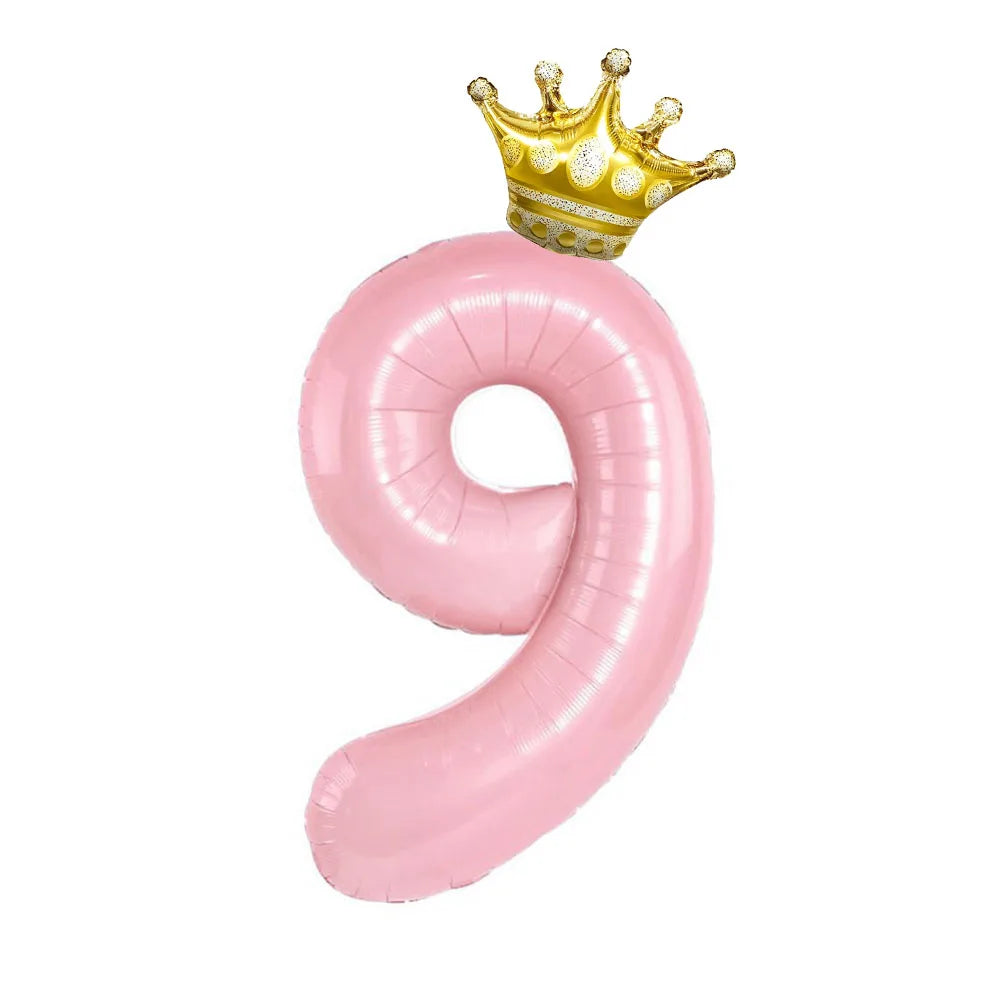 Pastel Foil Number Balloon with Crown - Image 7