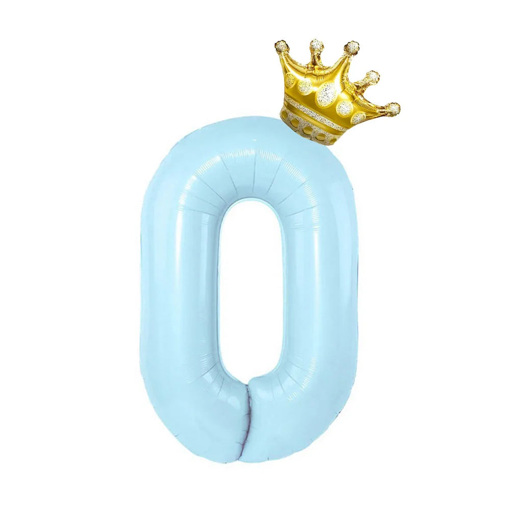 Pastel Foil Number Balloon with Crown - Image 20