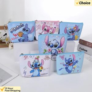 Disney Stitch Mini Coin Purse – Cute Anime PU Key Case for Kids