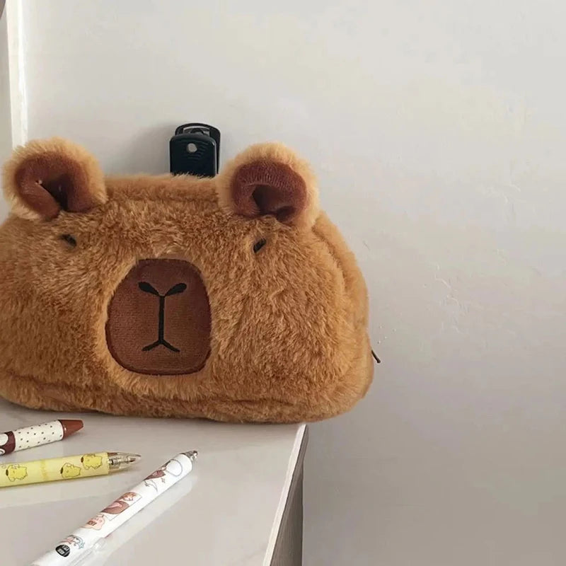 Cute Plush Capybara Pencil Storage Bag