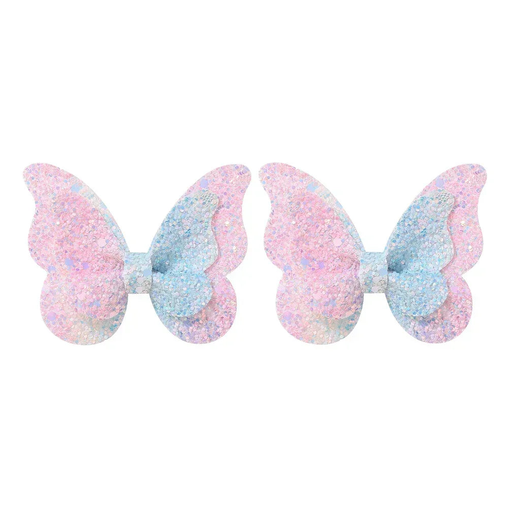 Girls Cute Sequins Double Butterfly Hair Clips - Image 14