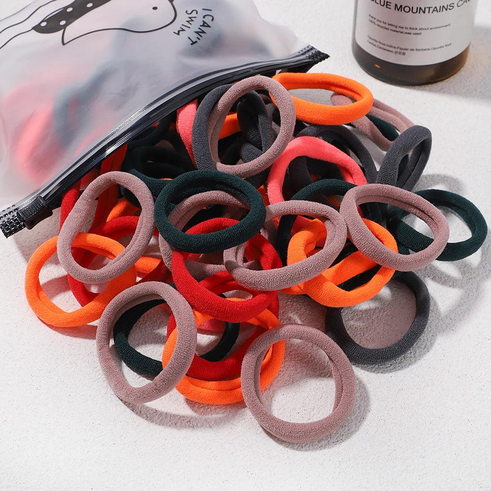 Girls Solid Color Elastic Hair Bands – Korean Style Accessories - Image 12