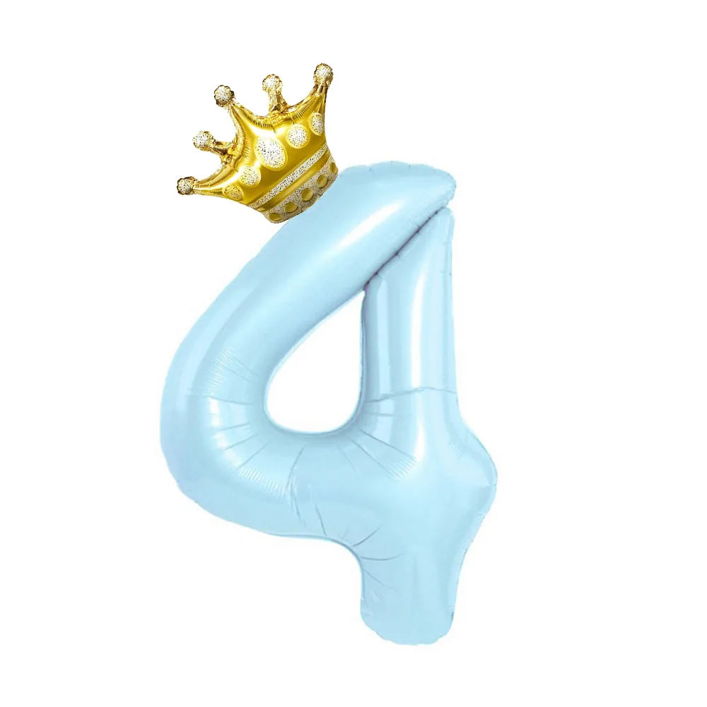Pastel Foil Number Balloon with Crown - Image 18