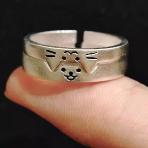 Cute Cat Dog Animal Couple Rings – Perfect for Valentine's Day&nbsp;