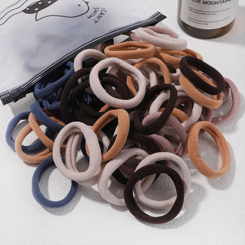 Girls Solid Color Elastic Hair Bands – Korean Style Accessories - Image 16