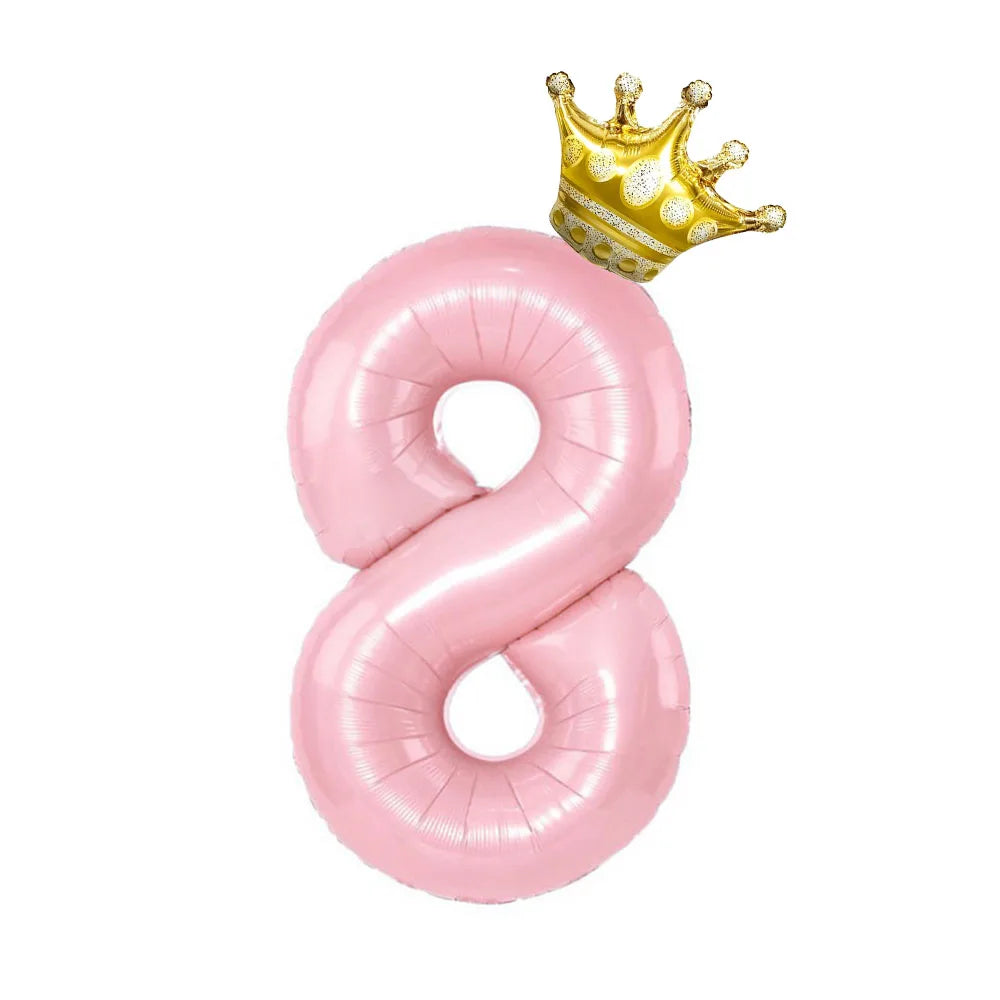 Pastel Foil Number Balloon with Crown - Image 8