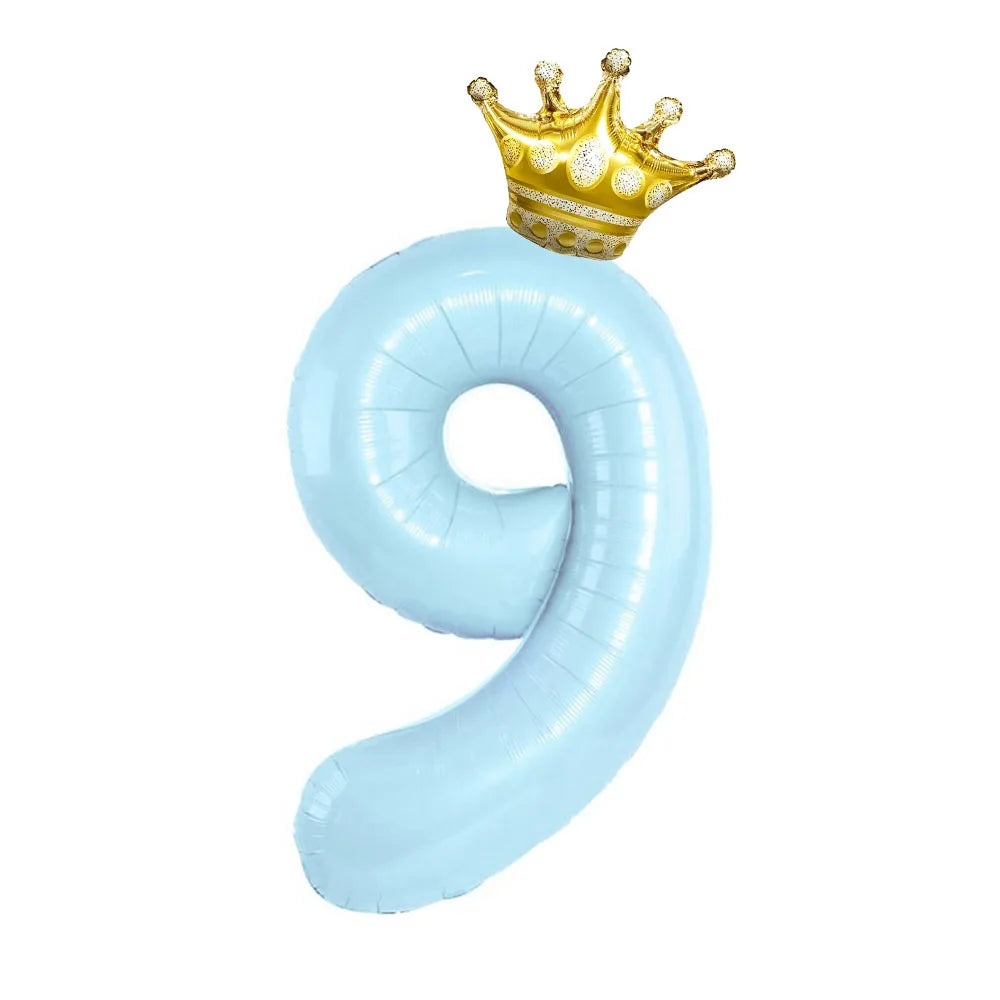 Pastel Foil Number Balloon with Crown - Image 19