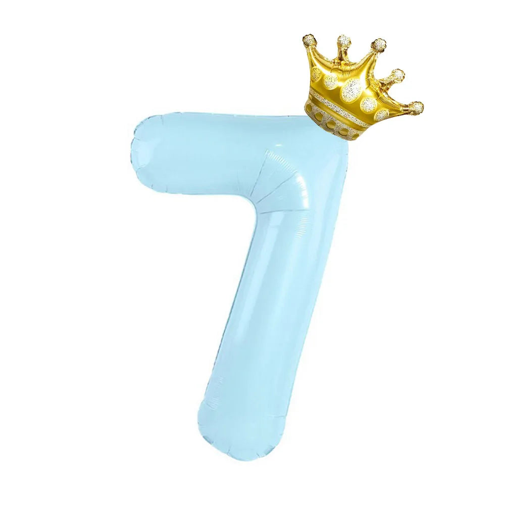 Pastel Foil Number Balloon with Crown - Image 9