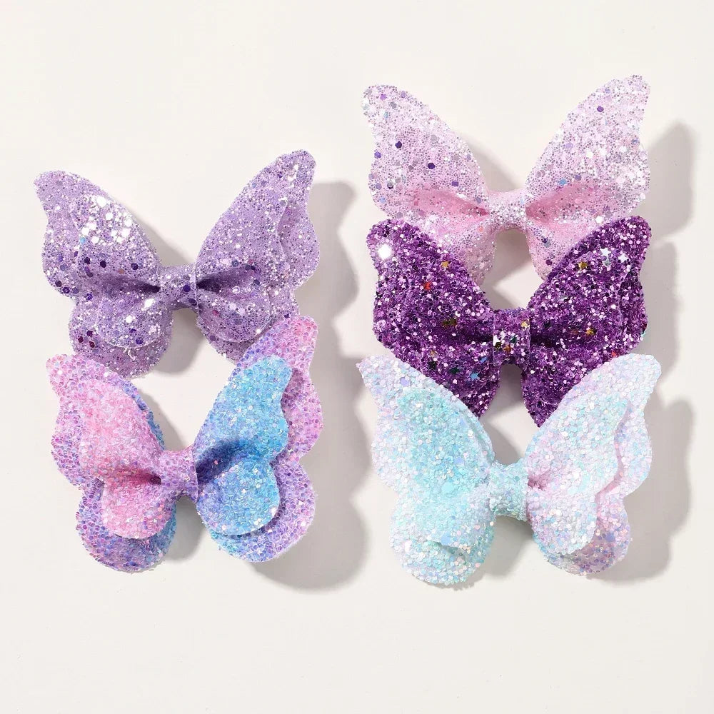 Girls Cute Sequins Double Butterfly Hair Clips - Image 17
