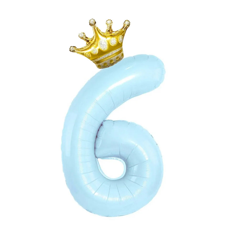 Pastel Foil Number Balloon with Crown - Image 17