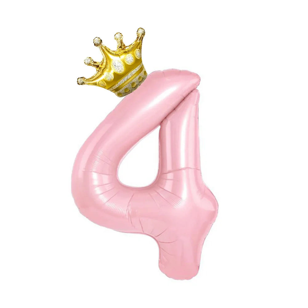 Pastel Foil Number Balloon with Crown - Image 22