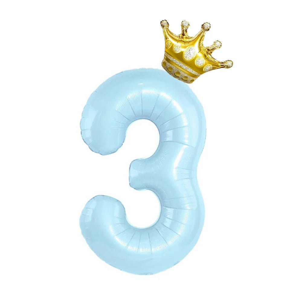 Pastel Foil Number Balloon with Crown - Image 5