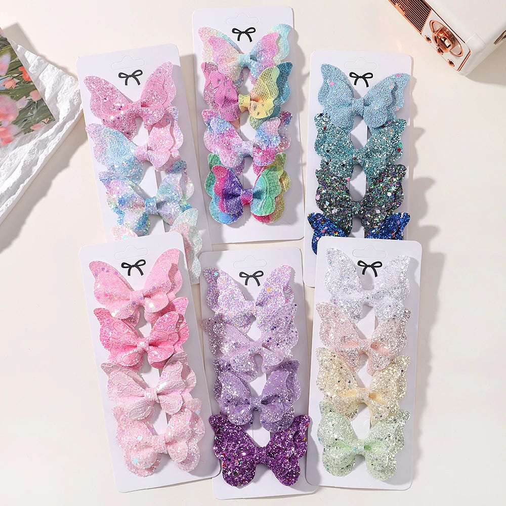 Girls Cute Sequins Double Butterfly Hair Clips
