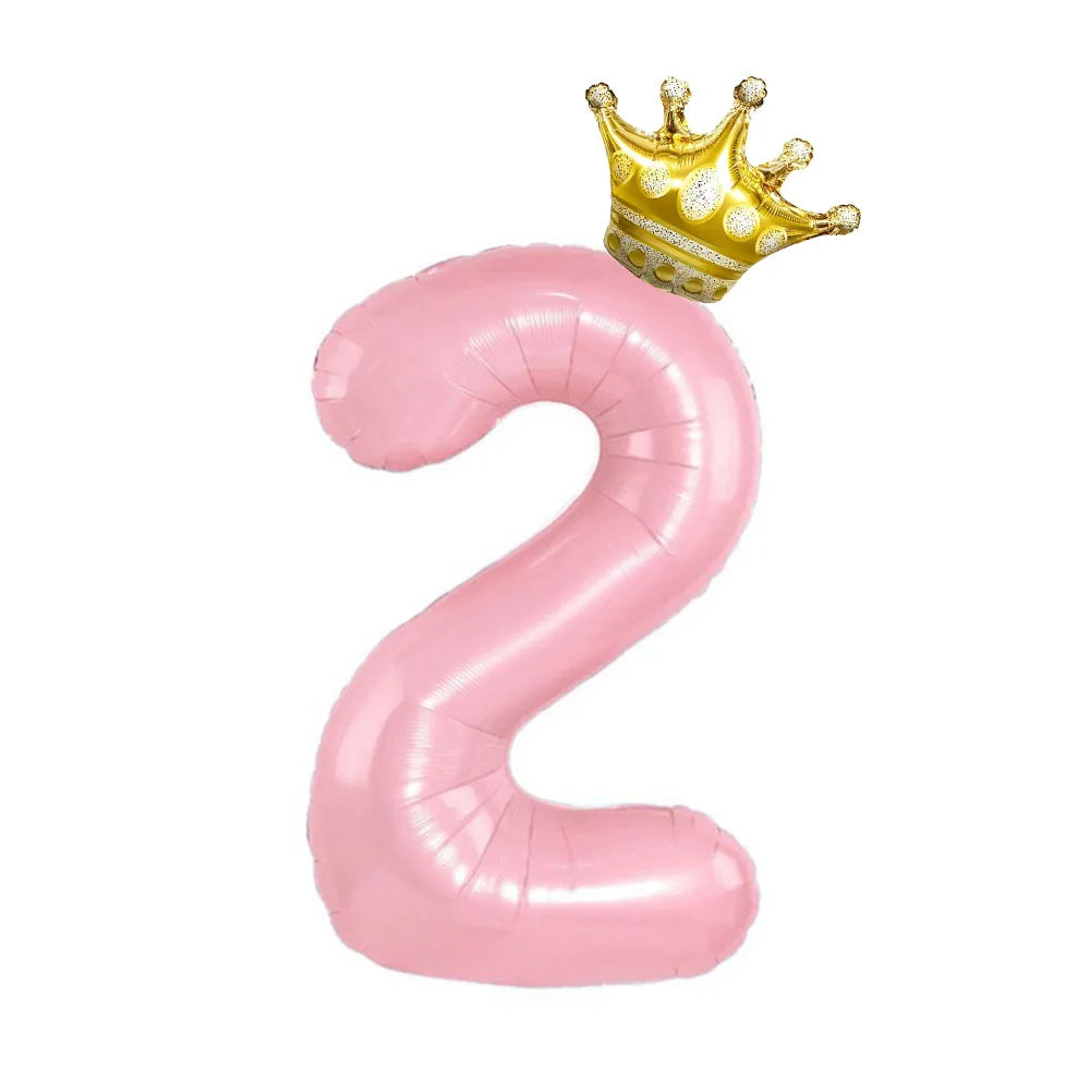 Pastel Foil Number Balloon with Crown - Image 13