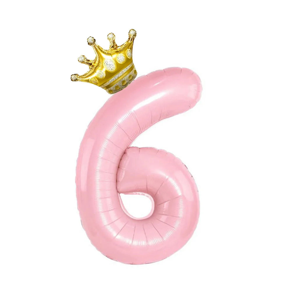 Pastel Foil Number Balloon with Crown - Image 10