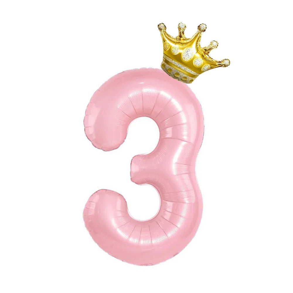 Pastel Foil Number Balloon with Crown - Image 12