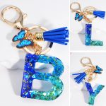 Crystal Butterfly & Alphabet Tassel Keychains