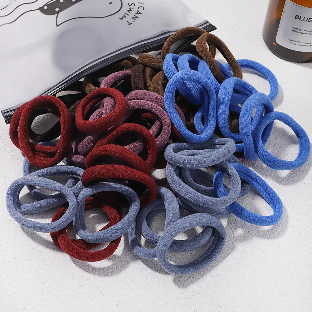 Girls Solid Color Elastic Hair Bands – Korean Style Accessories - Image 36