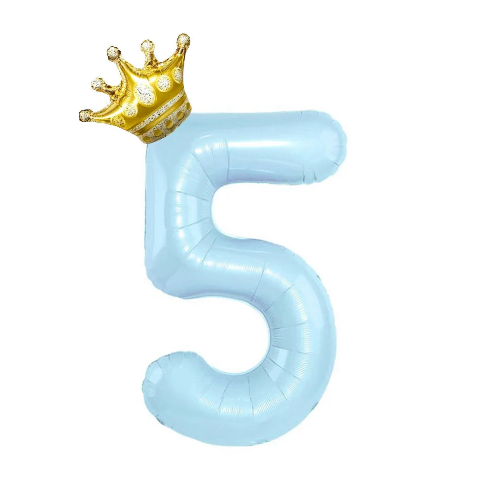 Pastel Foil Number Balloon with Crown - Image 4