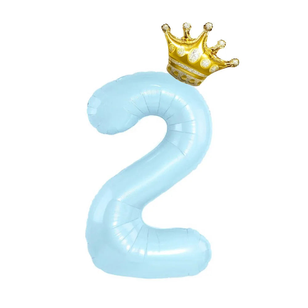 Pastel Foil Number Balloon with Crown - Image 15